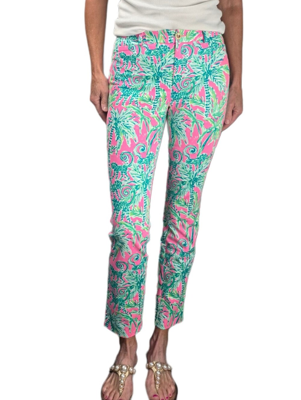 LILLY PULITZER Kelly High Rise Skinny Ankle Pant In Prosecco Pink Hangin Around